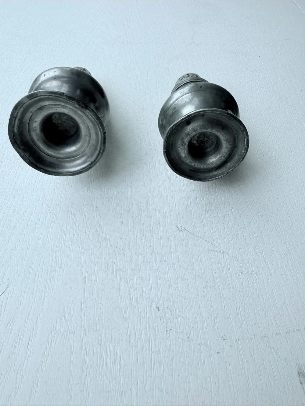 Vintage Pewter Sugar Spice Casters Shakers Pierced Tops Set of 2